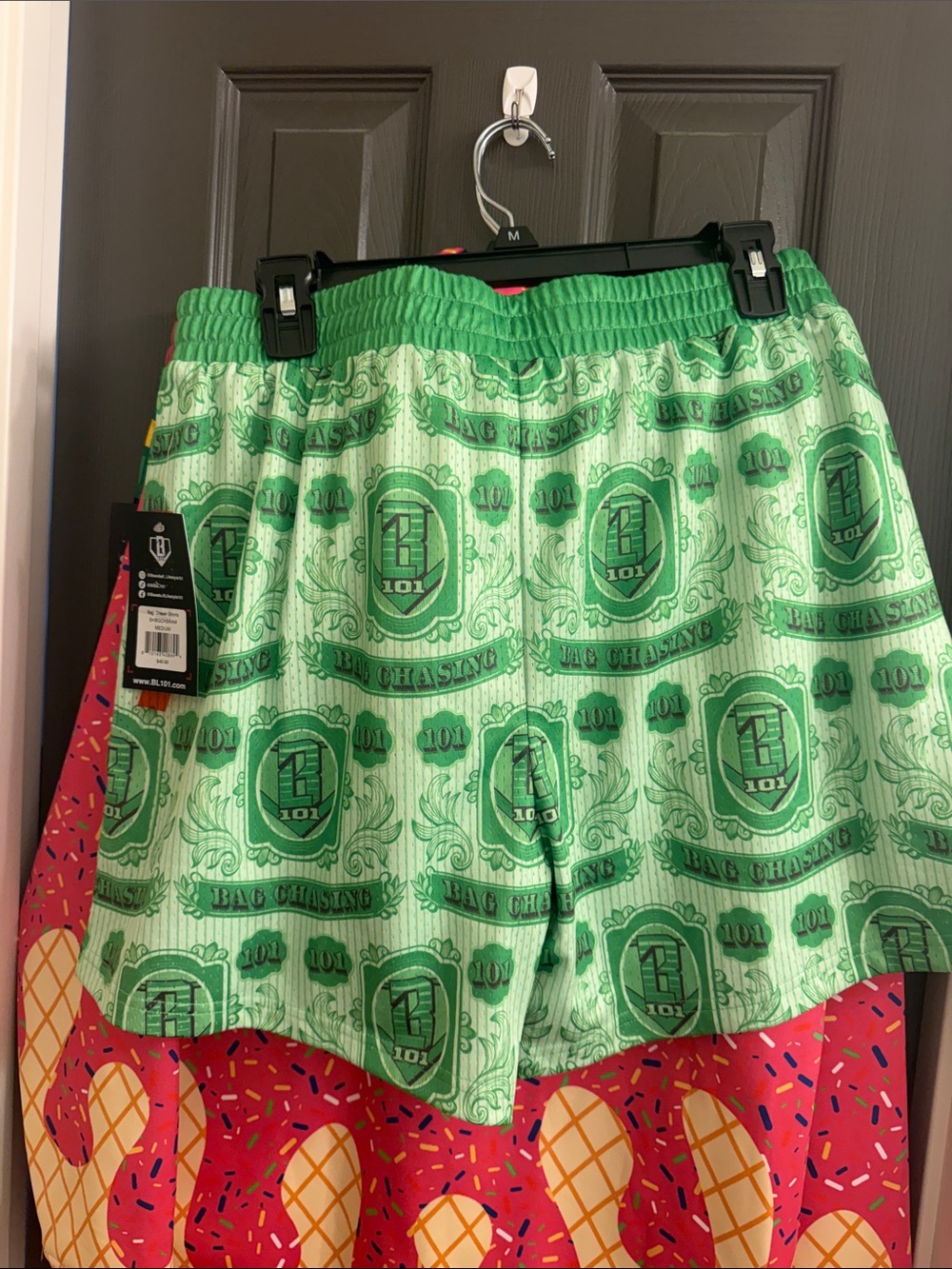 Men's Green 'Bag Chasing' Athletic Shorts